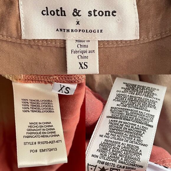 CLOTH & STONE Ombré Tencel Button Front Blouse Tan Rust XS - Picture 4 of 4